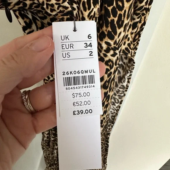 NWT Topshop PETITE Animal Print Midi Skirt Size 2 - Picture 5 of 13